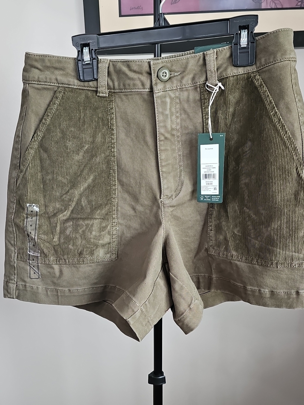 Alpine Design Olive Green Corduroy-Panel Utility Shorts